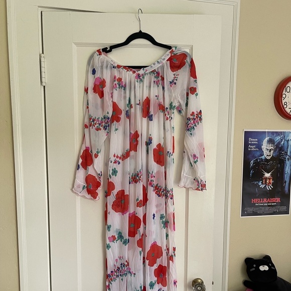 Vintage 70s Sheer Floral Maxi Nightgown - Picture 2 of 8